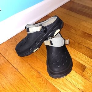 Crocs All Terrain Black Velcro Strap Lined Clogs Unisex sz. 10W 8M